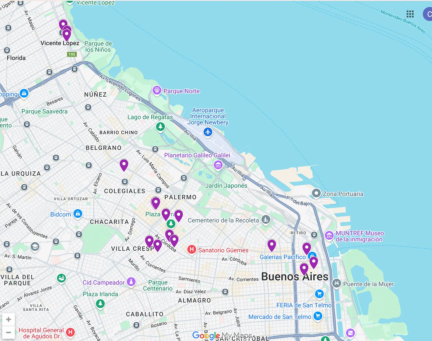 Mapa de espacios de coworking en Buenos Aires 